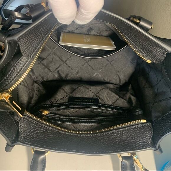 Michael Michael Kors Kris Small Pebbled Leather Satchel Black - Picture 5 of 11